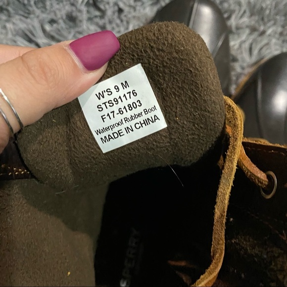 Sperry Tan Dark Brow Saltwater Duck Booties - Picture 8 of 8